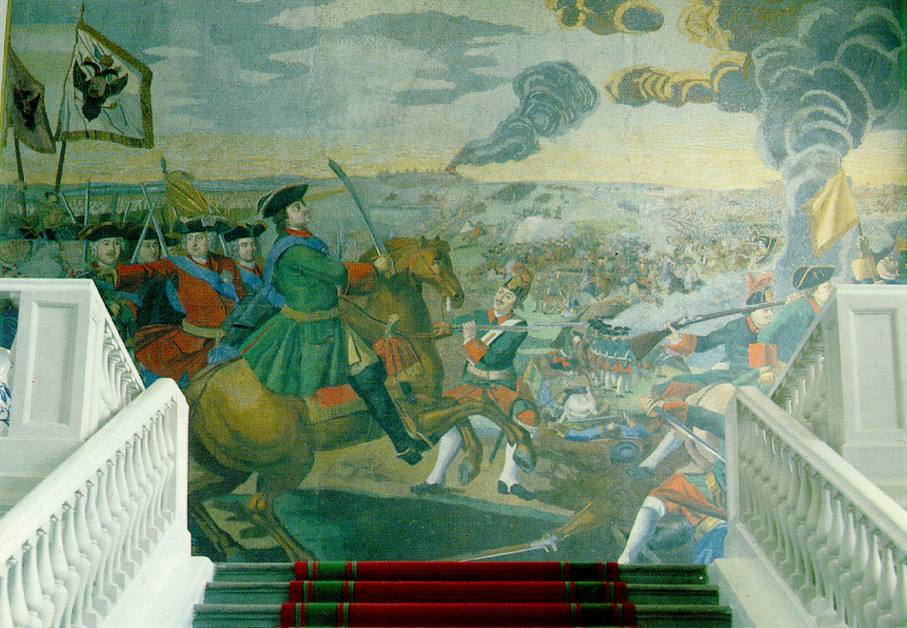 Мозаичное панно Михаила Ломоносова «Полтавская битва» 1762–1764 годов: войска Петра I на поле сражения.